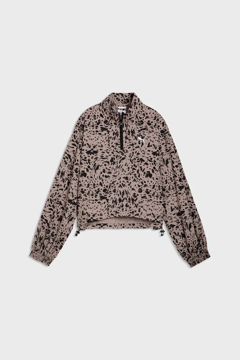 Жіноча бежева спортивна кофта з візерунком Essentials Relaxed Printed Half-Zip Jacket Women 4