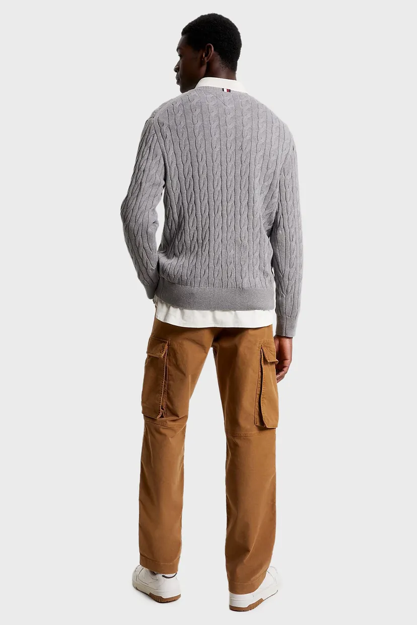 Мужской серый джемпер CLASSIC CABLE CREW NECK 3