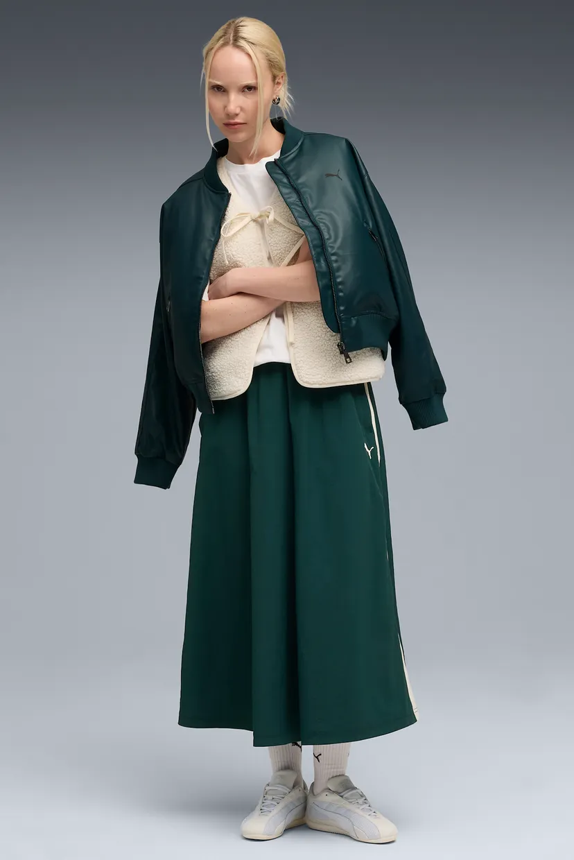 Жіноча темно-зелена спідниця T7 Woven Midi Skirt Women PUMA