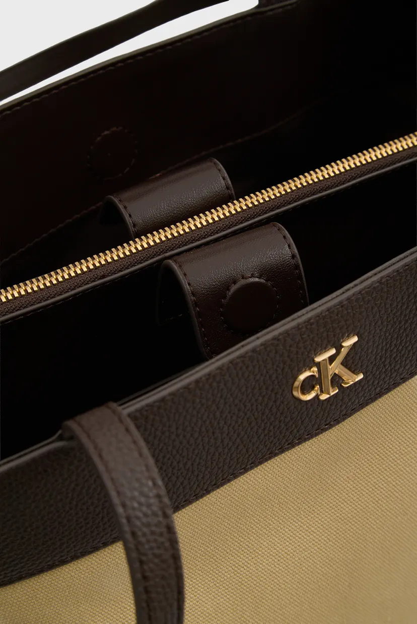 Жіноча бежева сумка CK CANVAS MEDIUM TOTE 6
