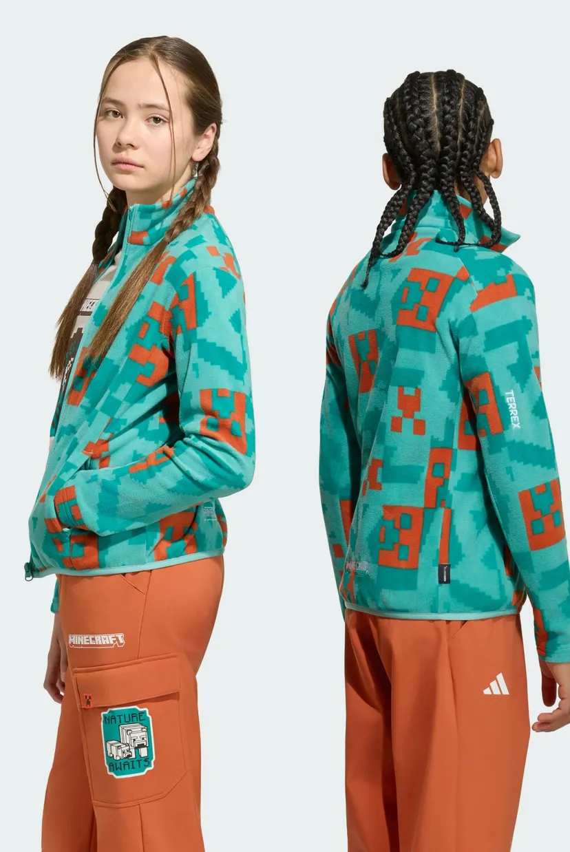 Дитяча бірюзова спортивна кофта з візерунком Adidas Minecraft Terrex CLIMAWARM Full-zip Fleece 3