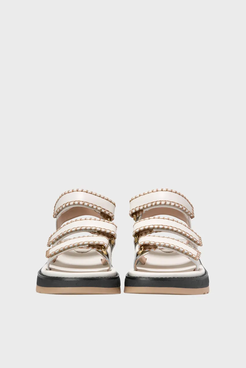 Жіночі білі шкіряні сандалі Grandprø Daylin Wedge Triple 3