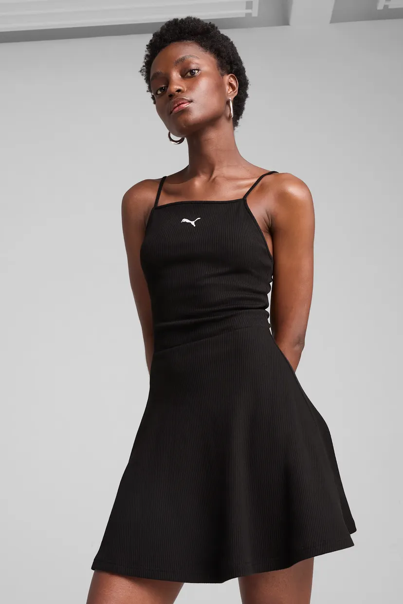 Жіночий чорний сарафан WARDROBE ESS Ribbed Flared Short Dress