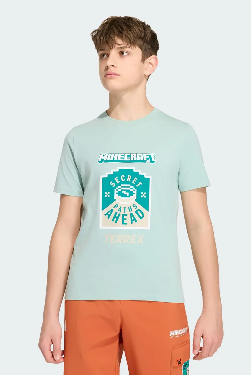 Детская мятная футболка adidas Minecraft 4