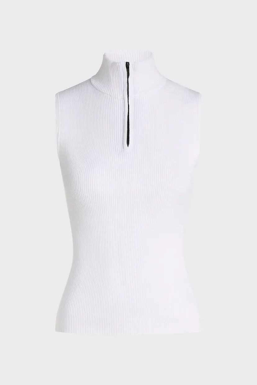 Жіночий білий топ KNIT SS HALF ZIP 5