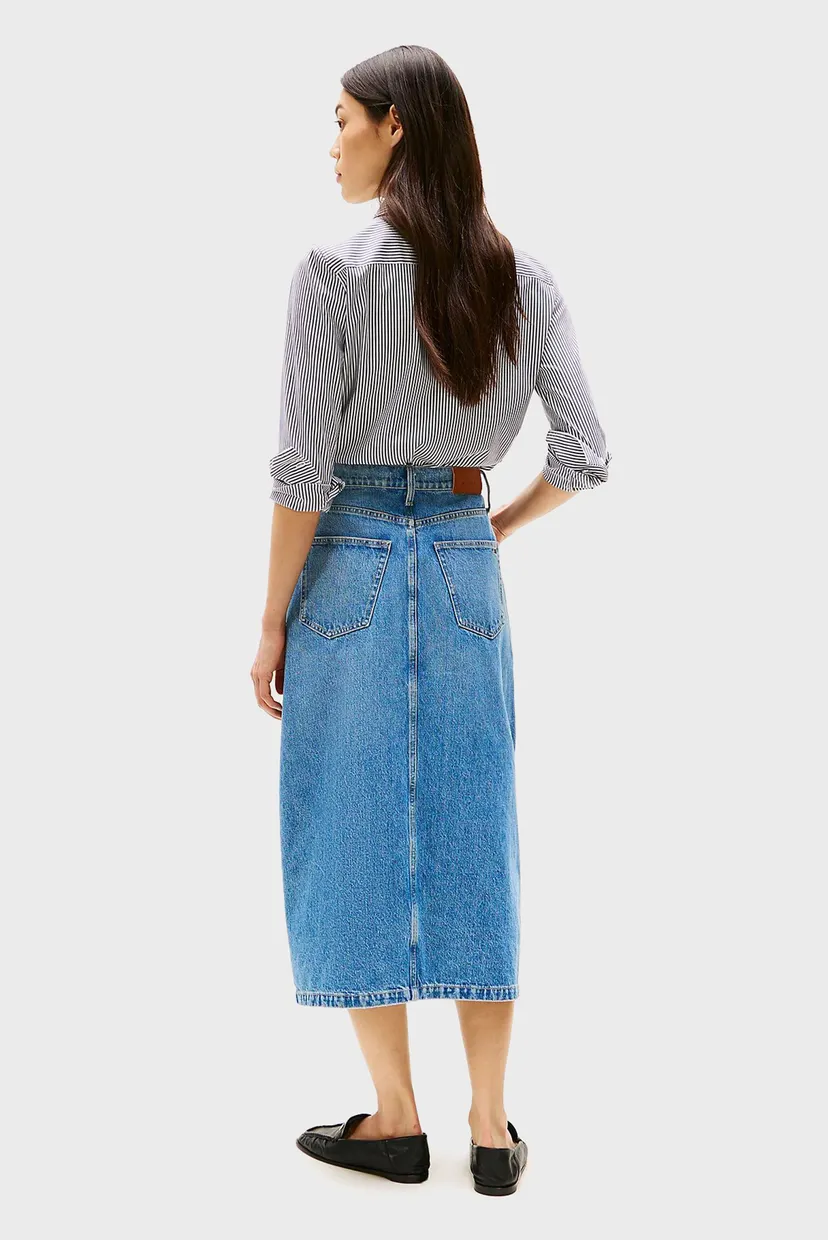 Жіноча блакитна джинсова спідниця DNM MIDI STRAIGHT HW UMA 4