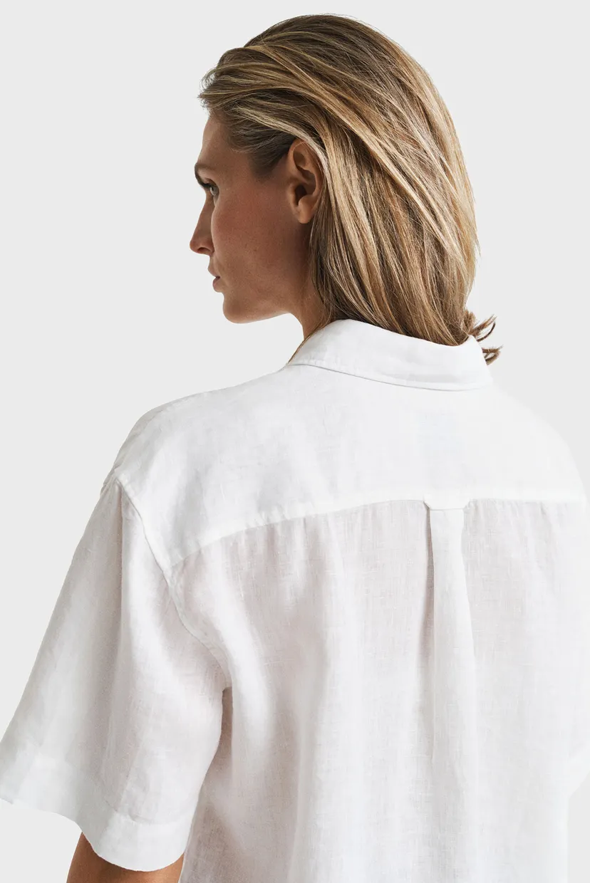 Жіноча біла лляна сорочка REL LINEN SS SHIRT 5