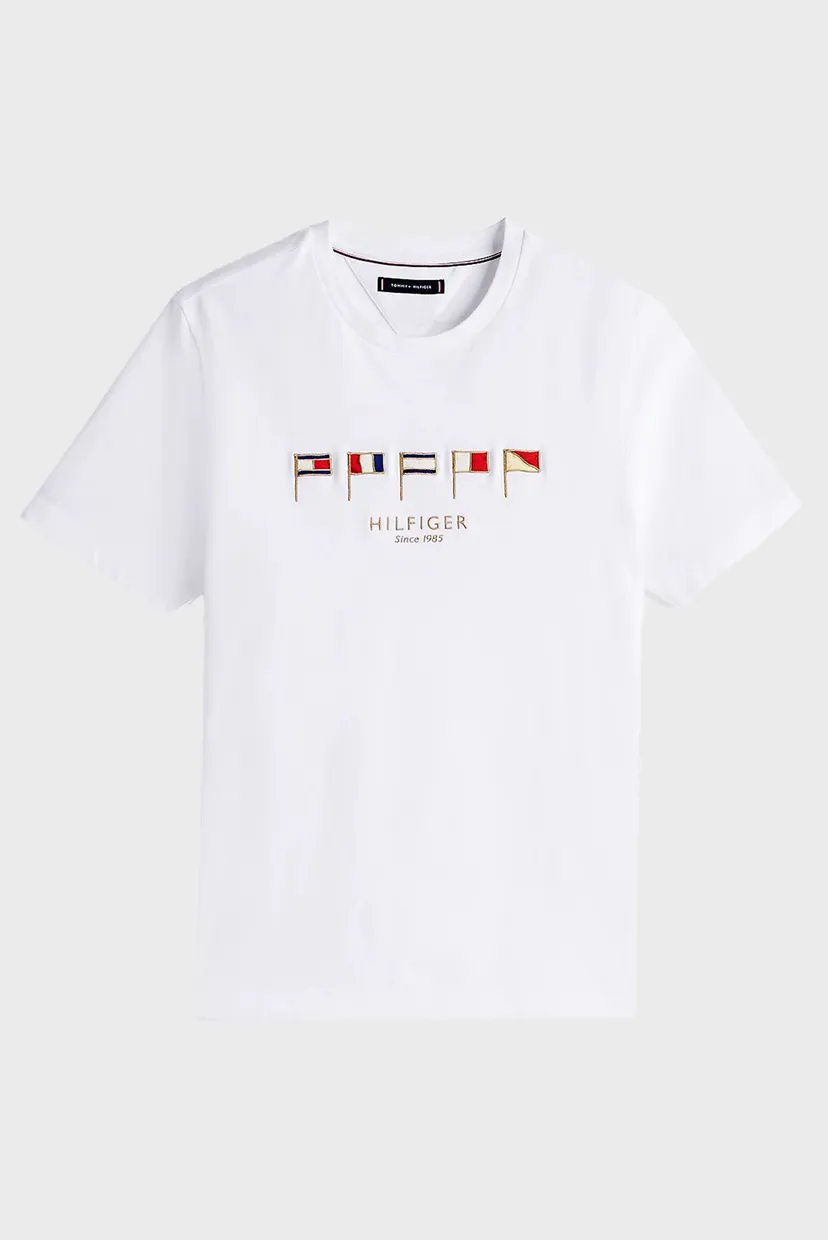 Чоловіча біла футболка HILFIGER MULTI FLAGS 5