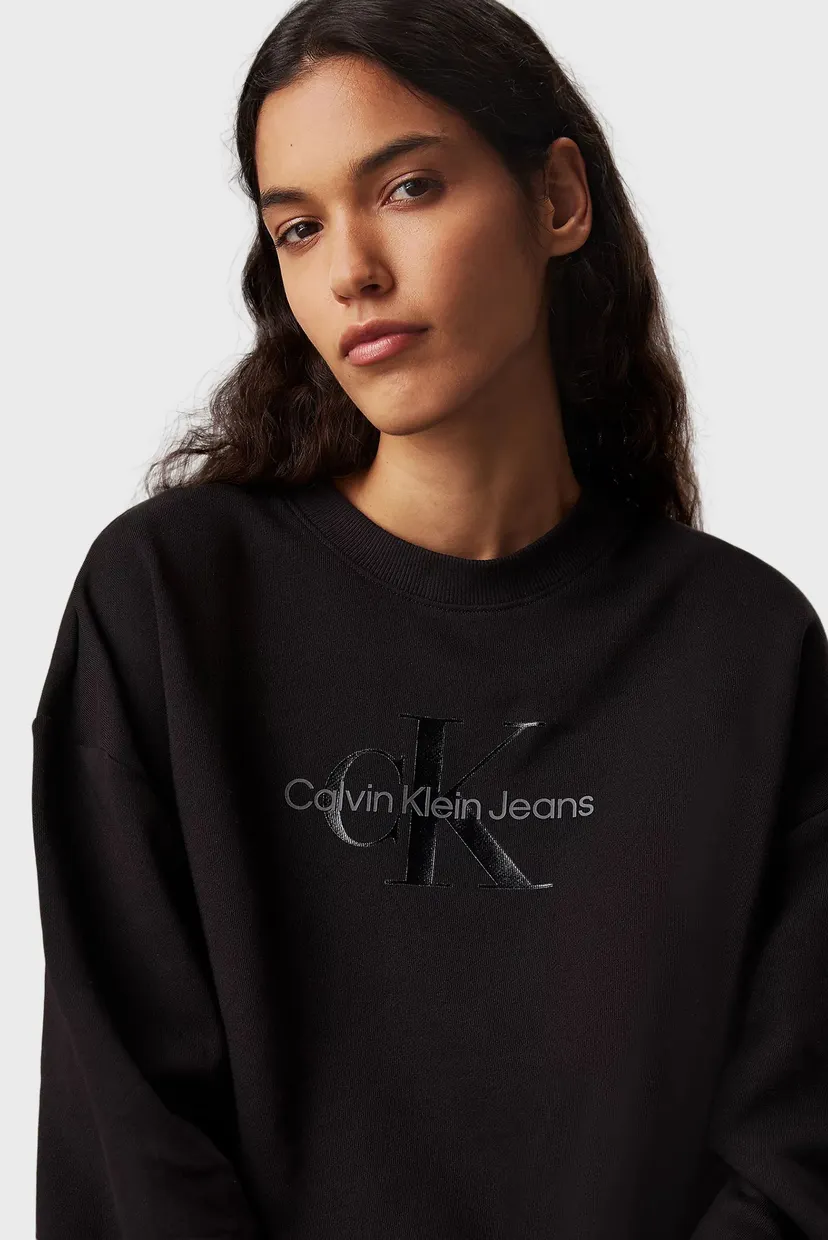 Жіночий чорний світшот GLOSSY MONOLOGO REGULAR CREWNECK 4