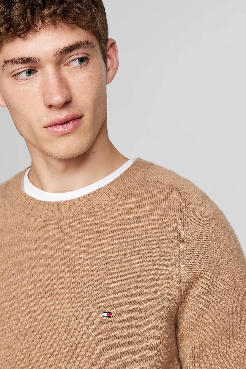 Мужской бежевый шерстяной джемпер LAMBSWOOL CREW NECK 4
