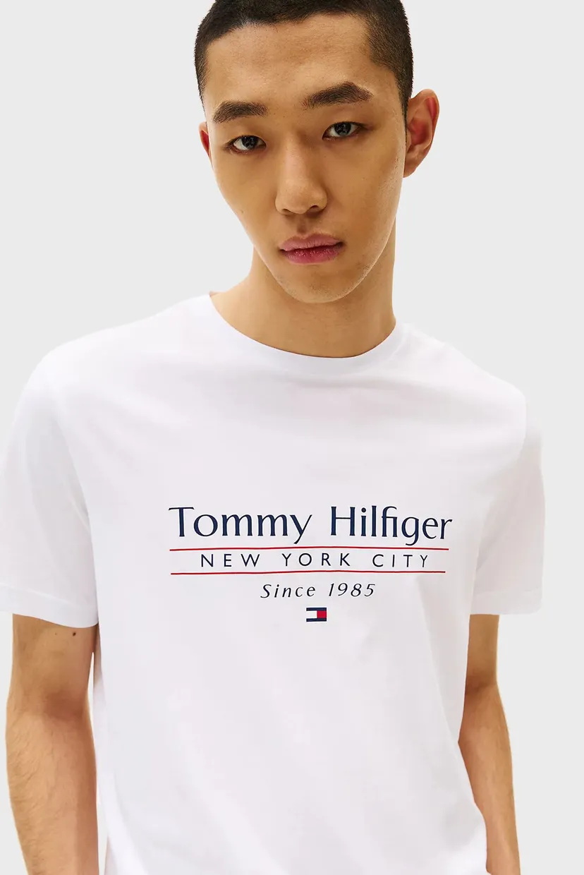 Мужская белая футболка HILFIGER CENTER STACK TEE 4