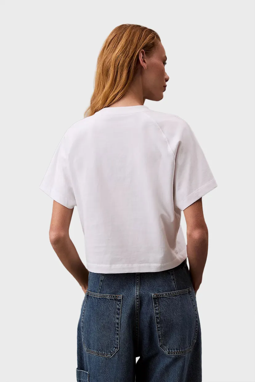 Жіноча біла футболка BOXY CK CREST CROP POCKET 3