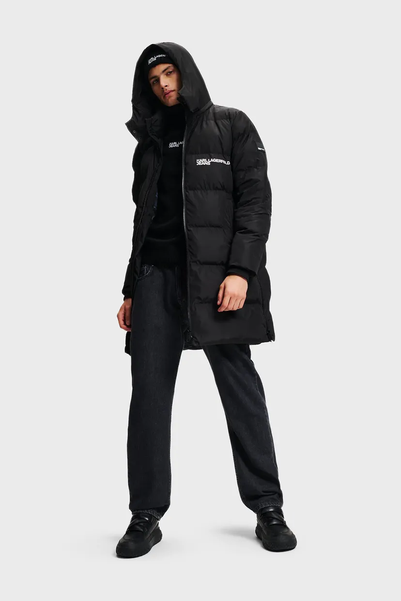Мужская черная куртка regular long puffer 3
