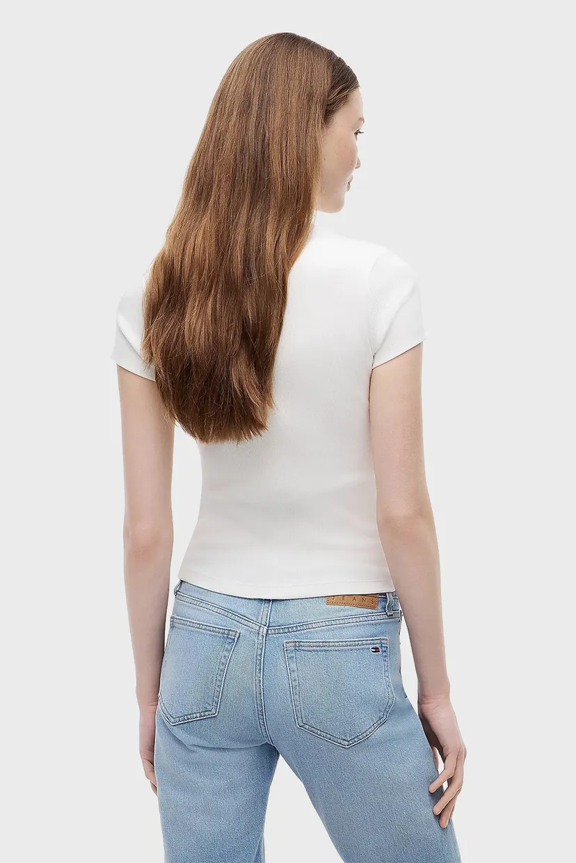 Жіноча біла футболка SLIM ESS LOGO2 RIB TEE EXT 3