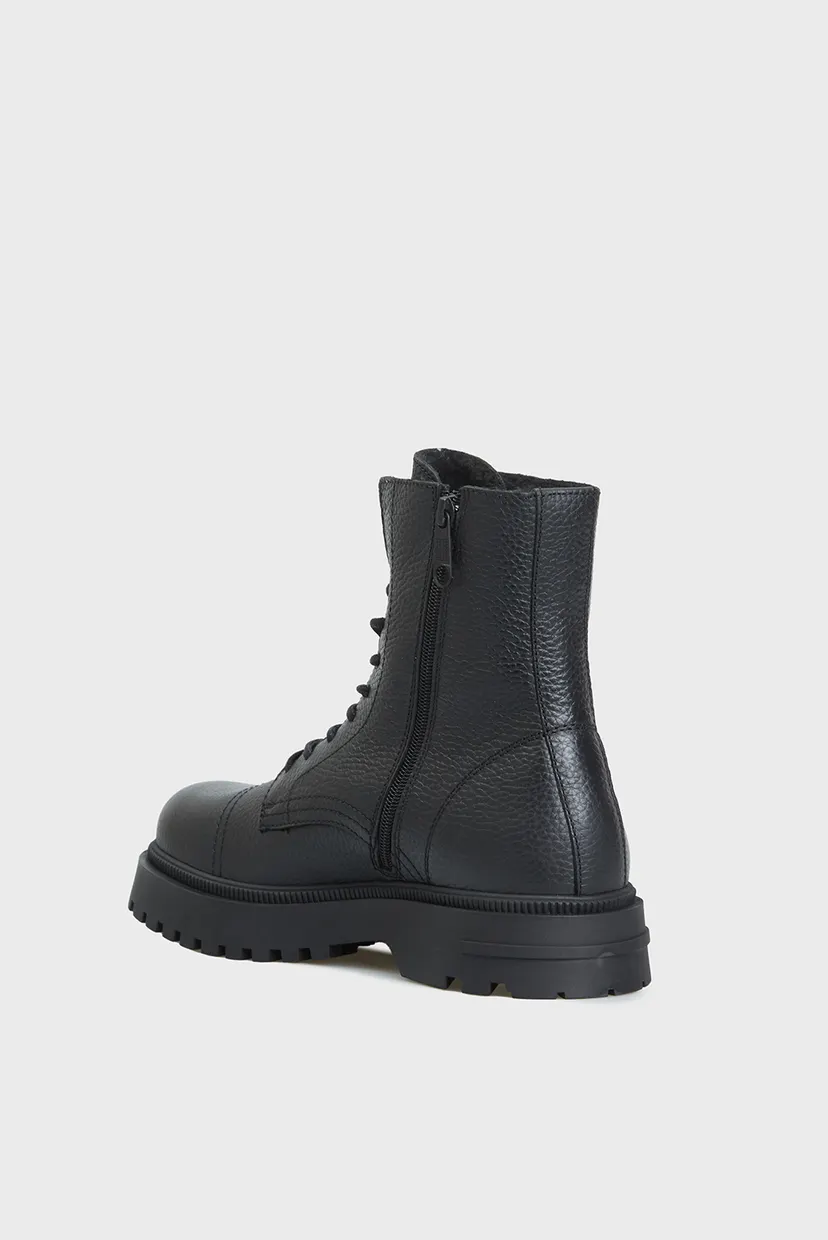 Мужские черные кожаные ботинки TJM LACE UP MID BOOT TUMBLED 5