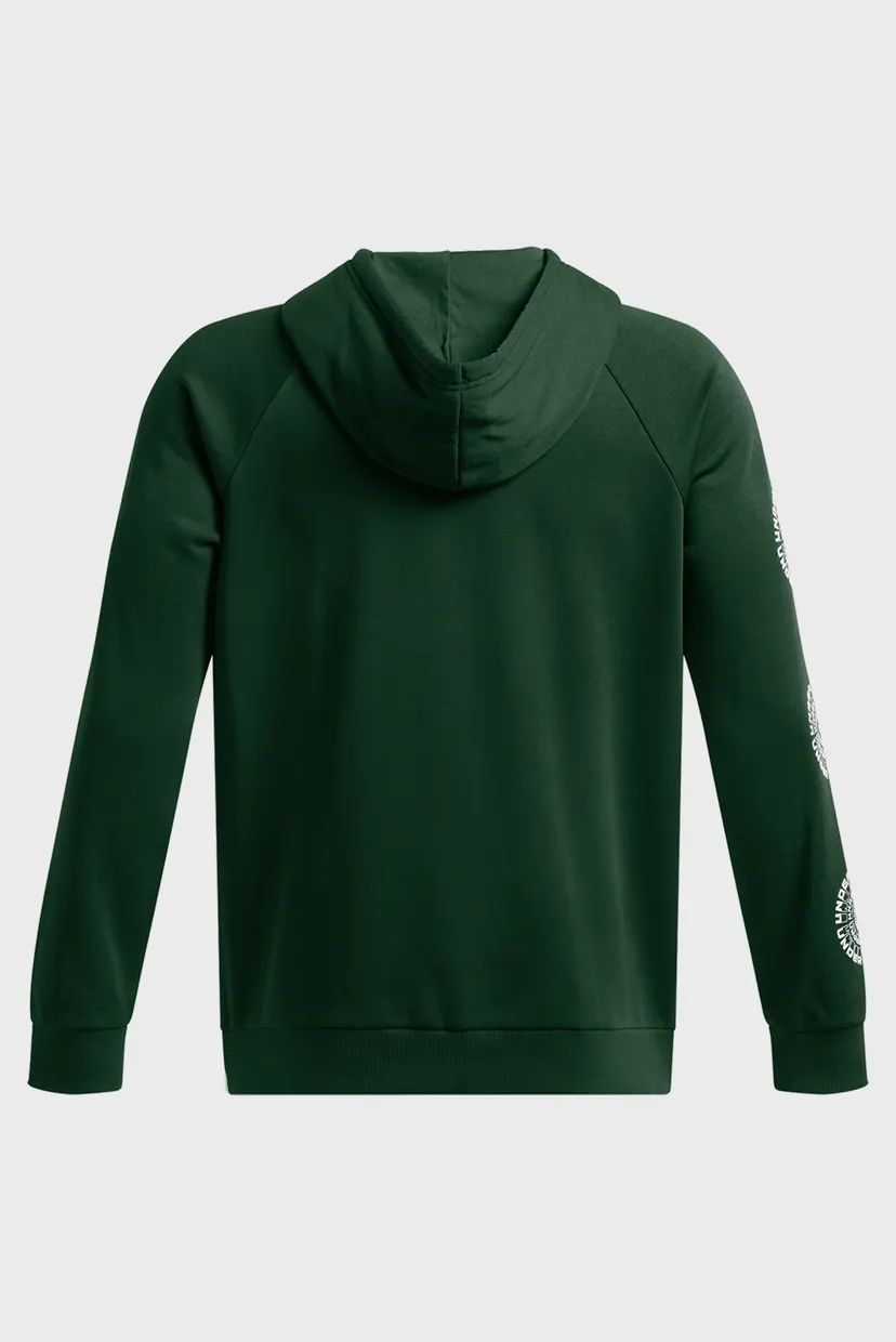 Мужское зеленое худи UA Rival Fleece HBR Logo HD 5