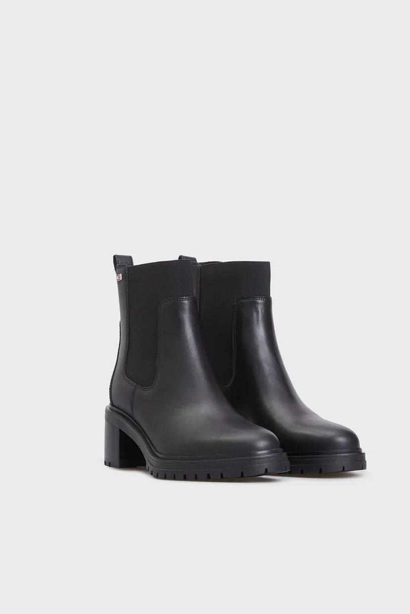 Женские черные кожаные ботильоны FLAG MID HEEL LEATHER 3