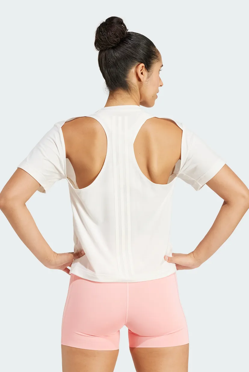 Жіноча біла футболка Power Back-Cutout 3-Stripes 3