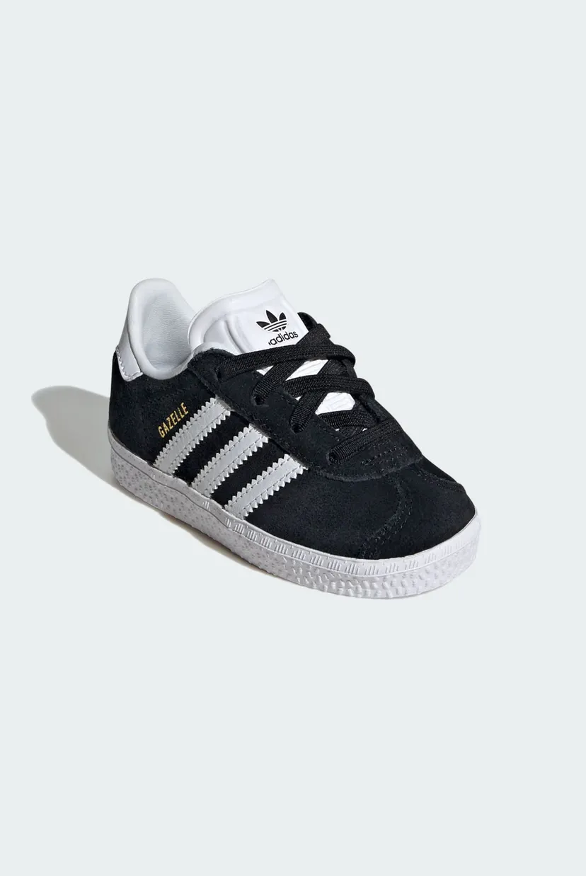 Детские черные замшевые кроссовки Gazelle Comfort Closure Elastic Laces Kids 4