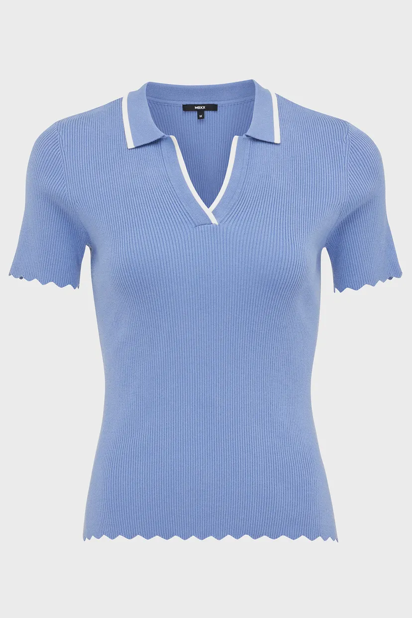 Женское синее поло Polo piping knit 5