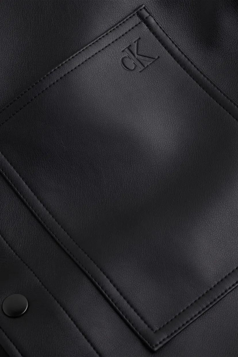Чоловіча чорна сорочка FAUX LEATHER SHIRT 5