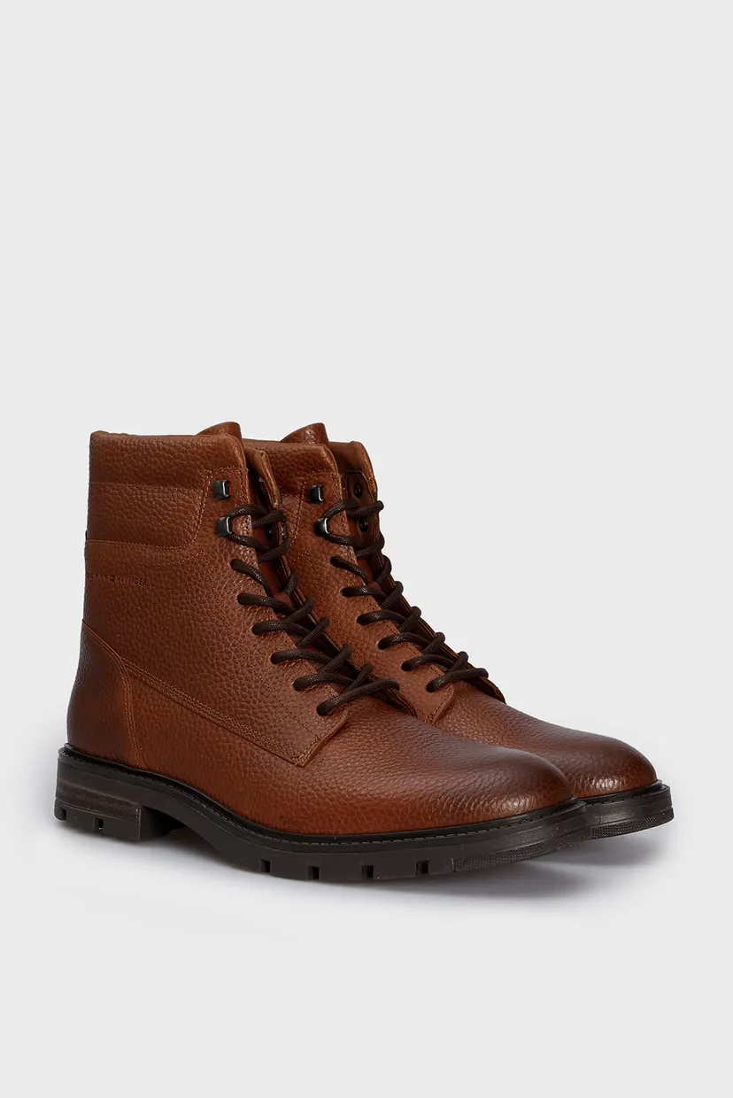 Мужские коричневые кожаные ботинки WARM PADDED HILFIGER LTH BOOT 3