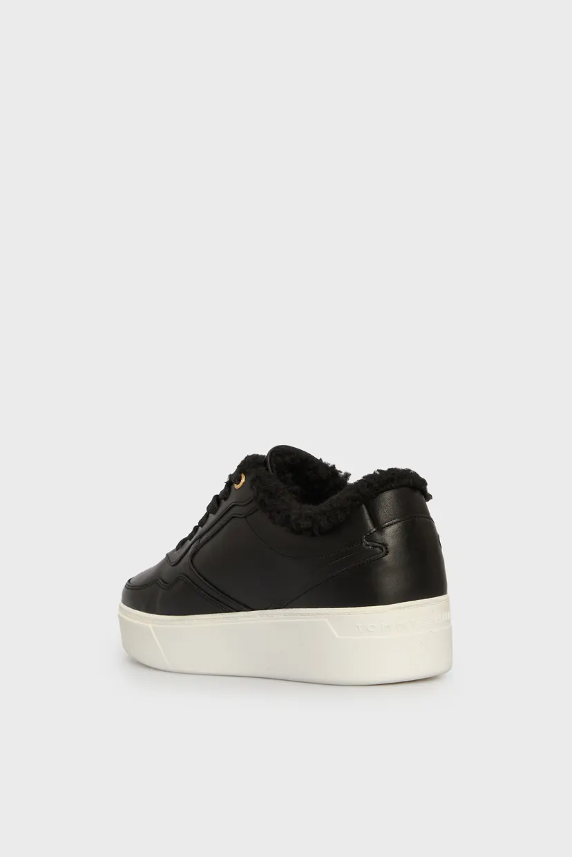 Жіночі чорні шкіряні снікерси ESSENTIAL PLATFORM SNEAKER FUR 5