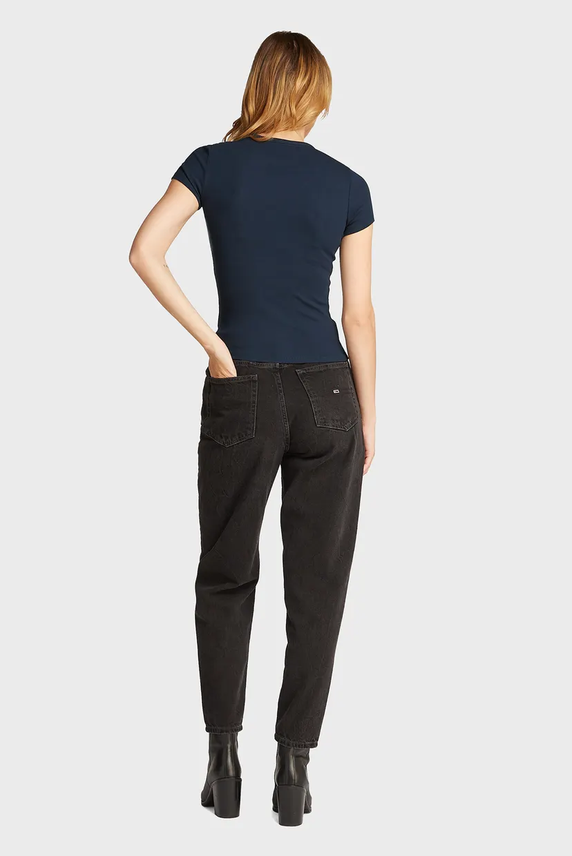 Женская темно-синяя футболка TJW SLIM BADGE RIB TEE 3