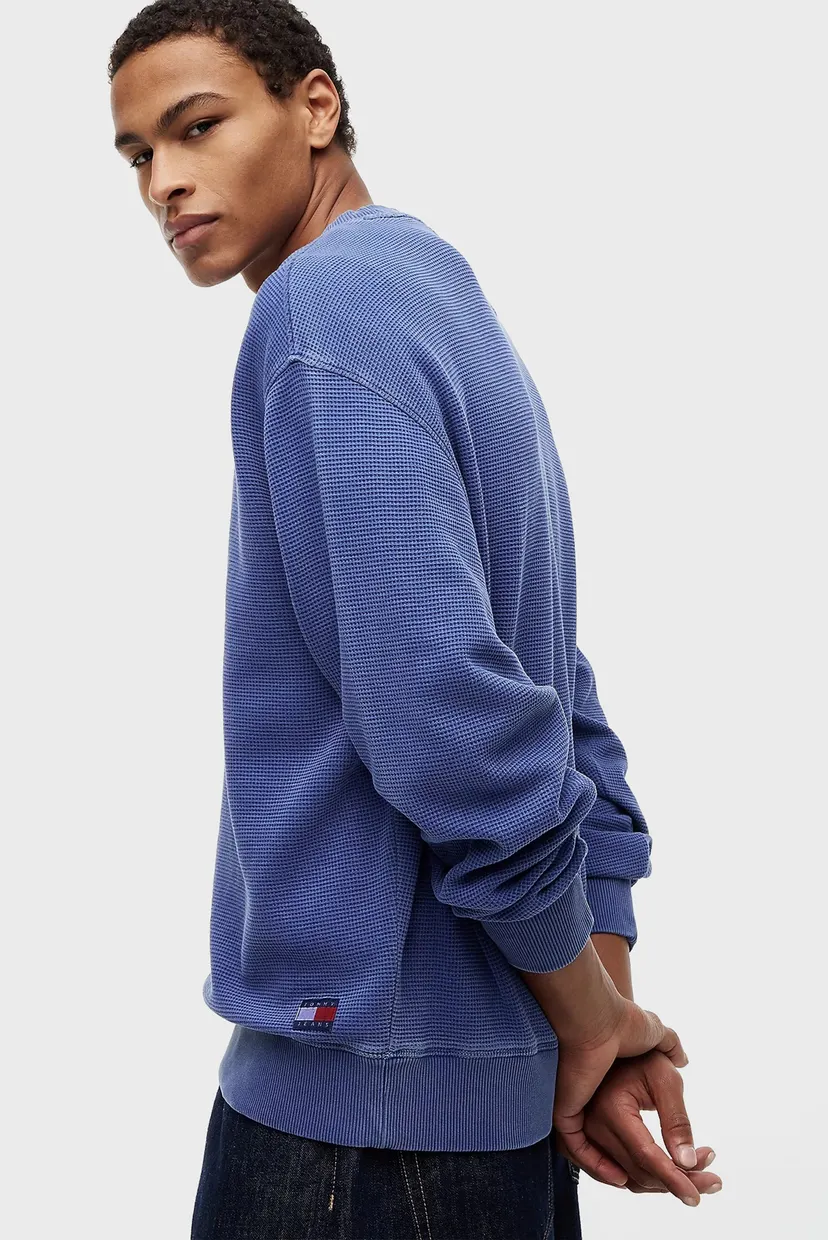 Мужской синий свитшот RLX WASHED WAFFLE CREW EXT 3
