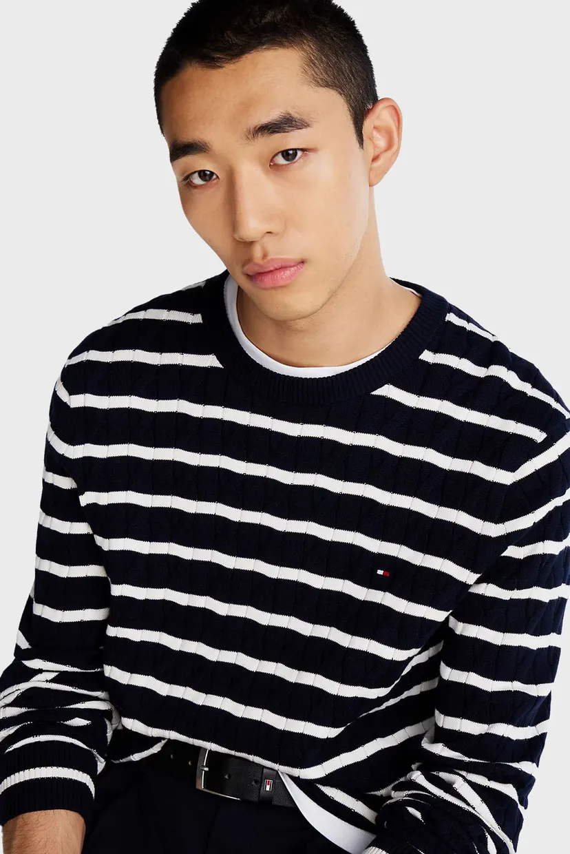 Чоловічий джемпер у смужку CLASSIC COTTON CABLE CREW NECK 4