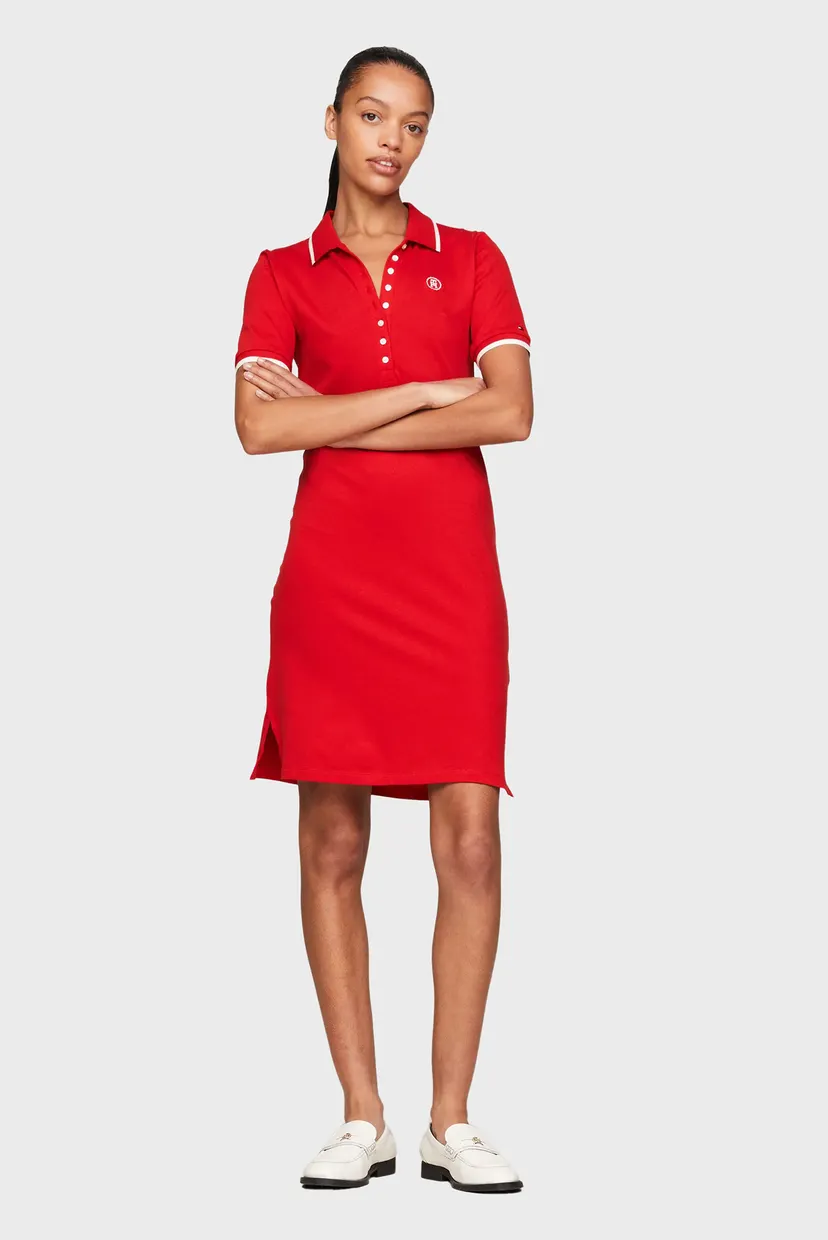 Женское красное платье SLIM SMD TIPP LYCLL POLO DRES SS Tommy