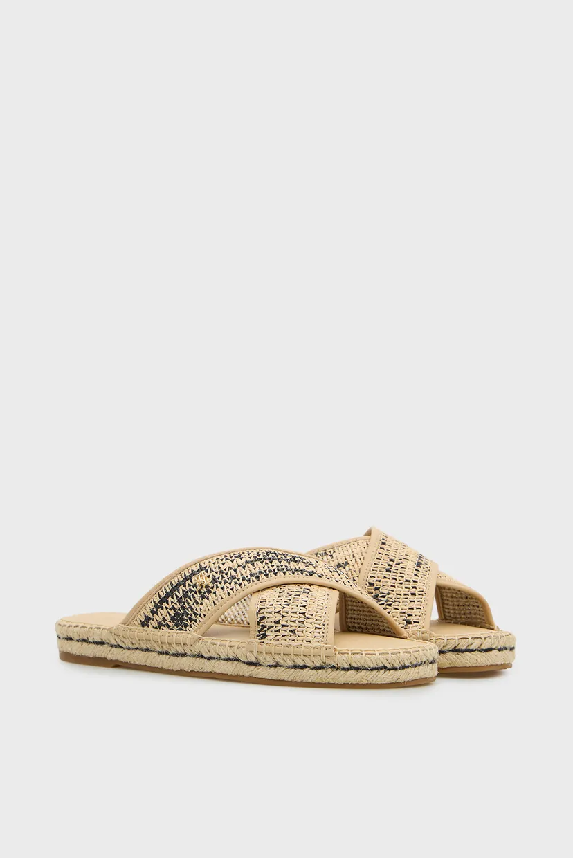 Жіночі бежеві слайдери RAFFIA 3