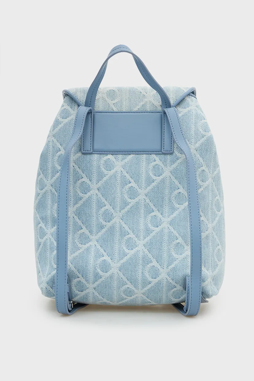 Женский голубой джинсовый рюкзак с узором EMBLEM AOP DENIM BACKPACK 4