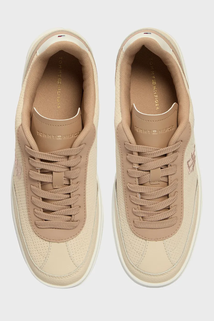 Жіночі бежеві шкіряні снікерси TH HERITAGE SNEAKER PERF 4