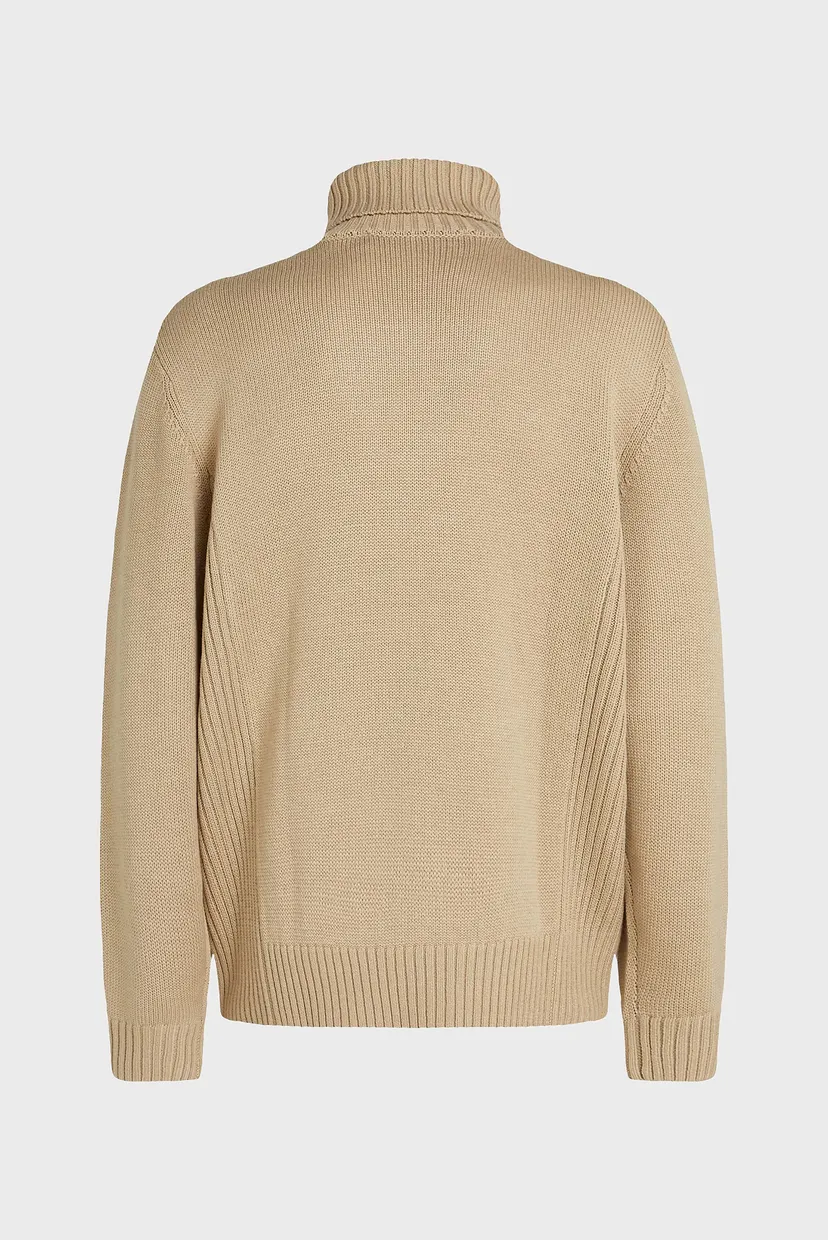 Чоловічий бежевий вовняний светр regular rollneck 6
