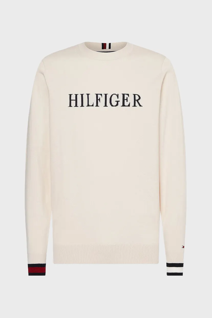 Мужской белый джемпер HILFIGER FLAG CUFF 5