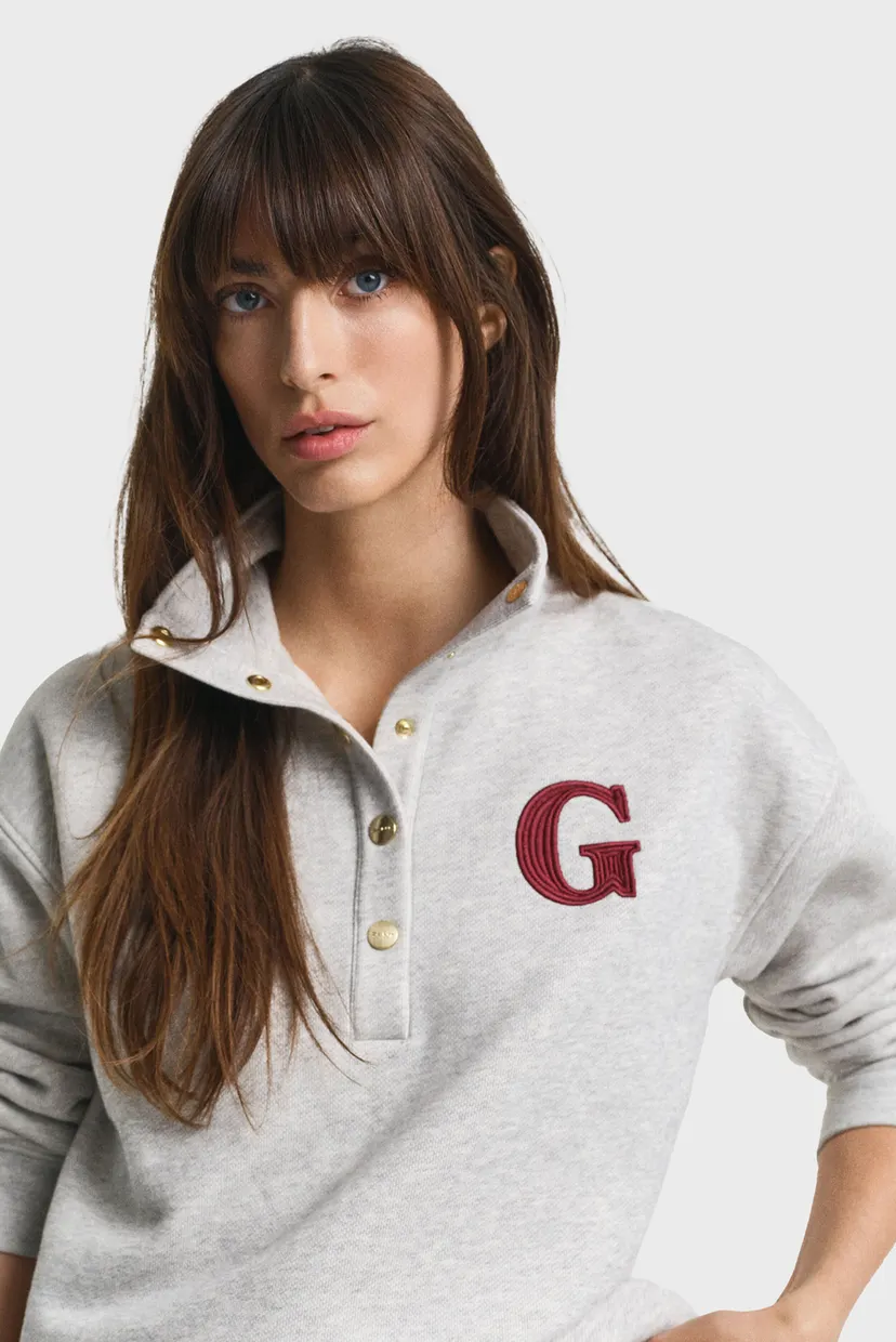 Жіноча світло-сіра спортивна кофта G BADGE HALF BUTTON UP 4