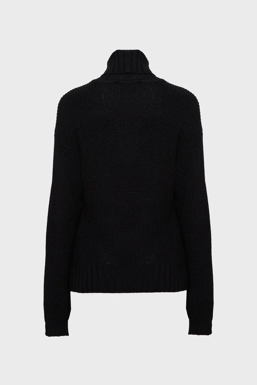 Жіночий чорний вовняний светр oversized rollneck 5