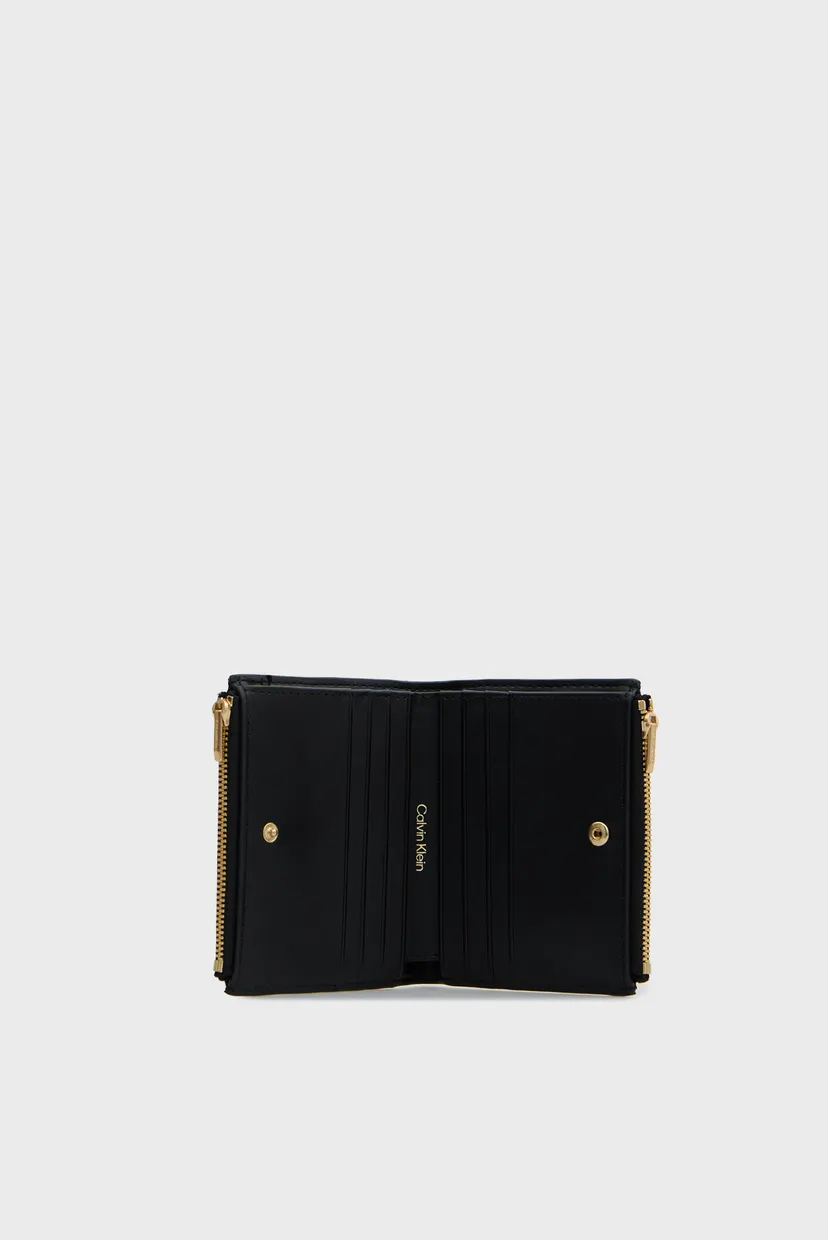 Жіночий чорний гаманець з візерунком EMBLEM AOP DOUBLE ZIP BIFOLD 4
