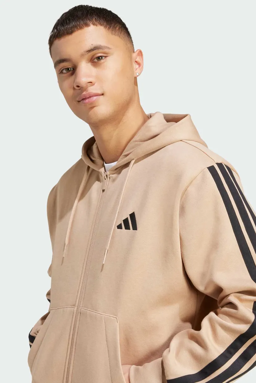 Чоловіче бежеве худі Essentials 3-Stripes Fleece 4