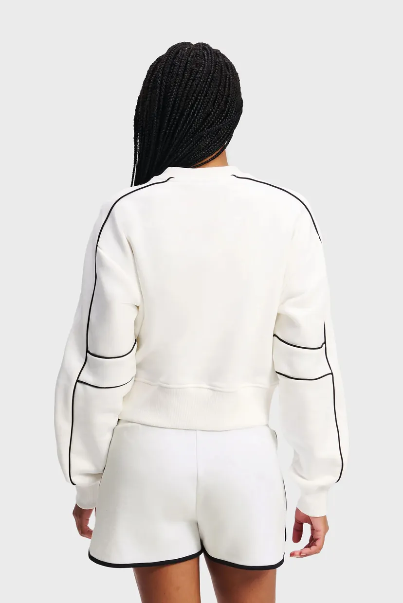 Женский белый свитшот relaxed crop piping 3