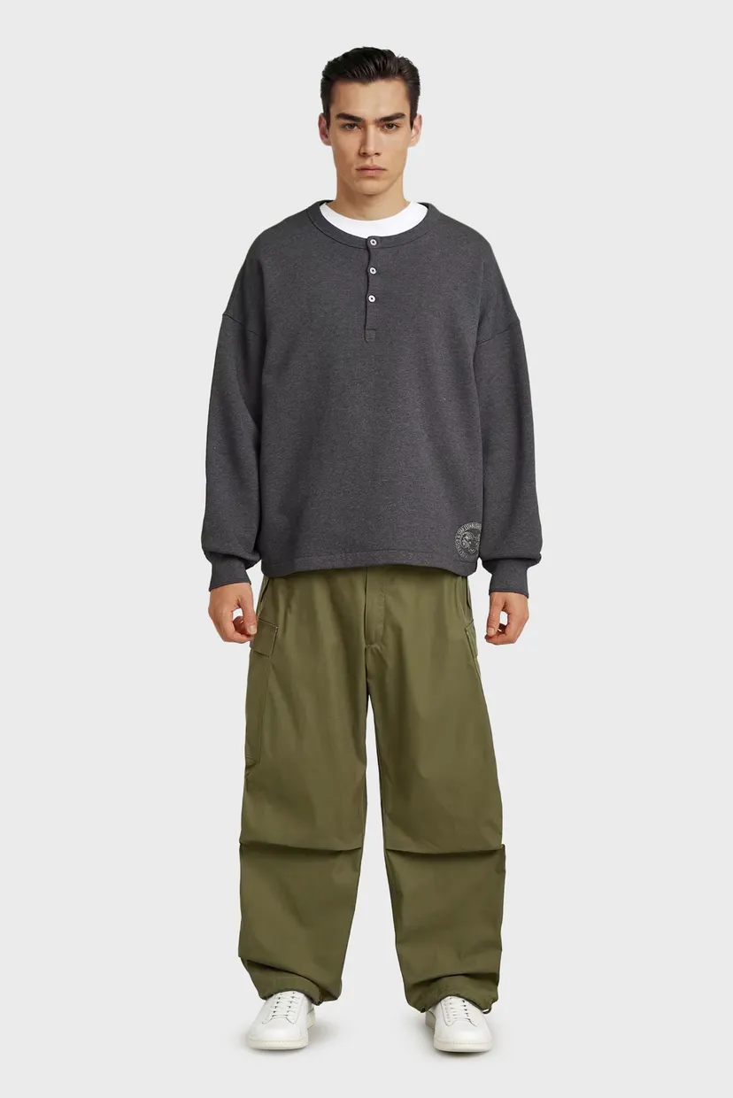 Чоловічий сірий світшот Henley 5