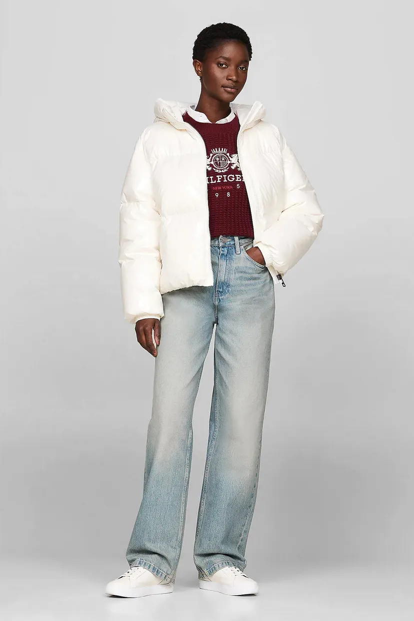Жіночий білий пуховик NEW YORK DOWN GLOSS JKT WTH HOOD Tommy