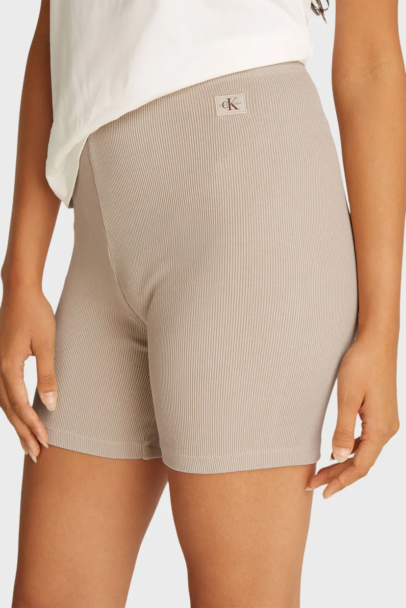 Жіночі бежеві велосипедки WASHED WOVEN LABEL RIB SHORTS 4