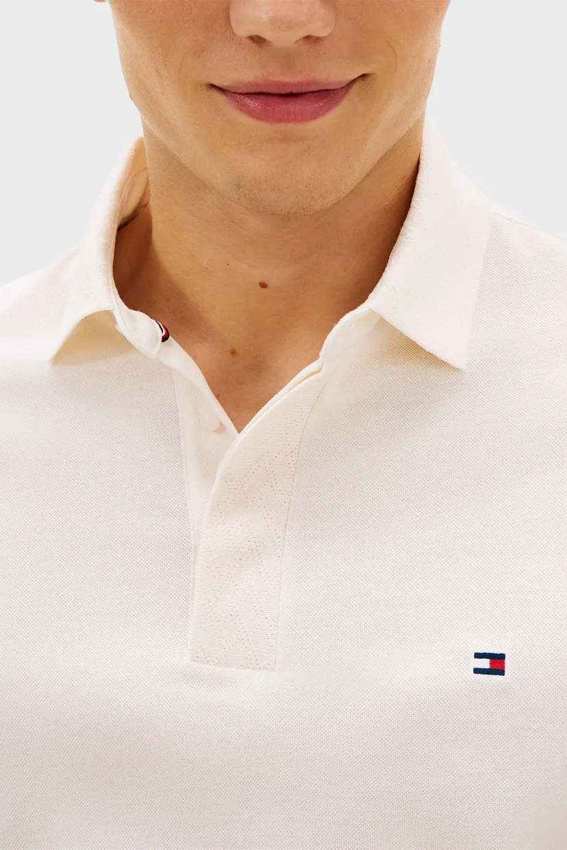 Чоловіче біле поло JACQUARD 4