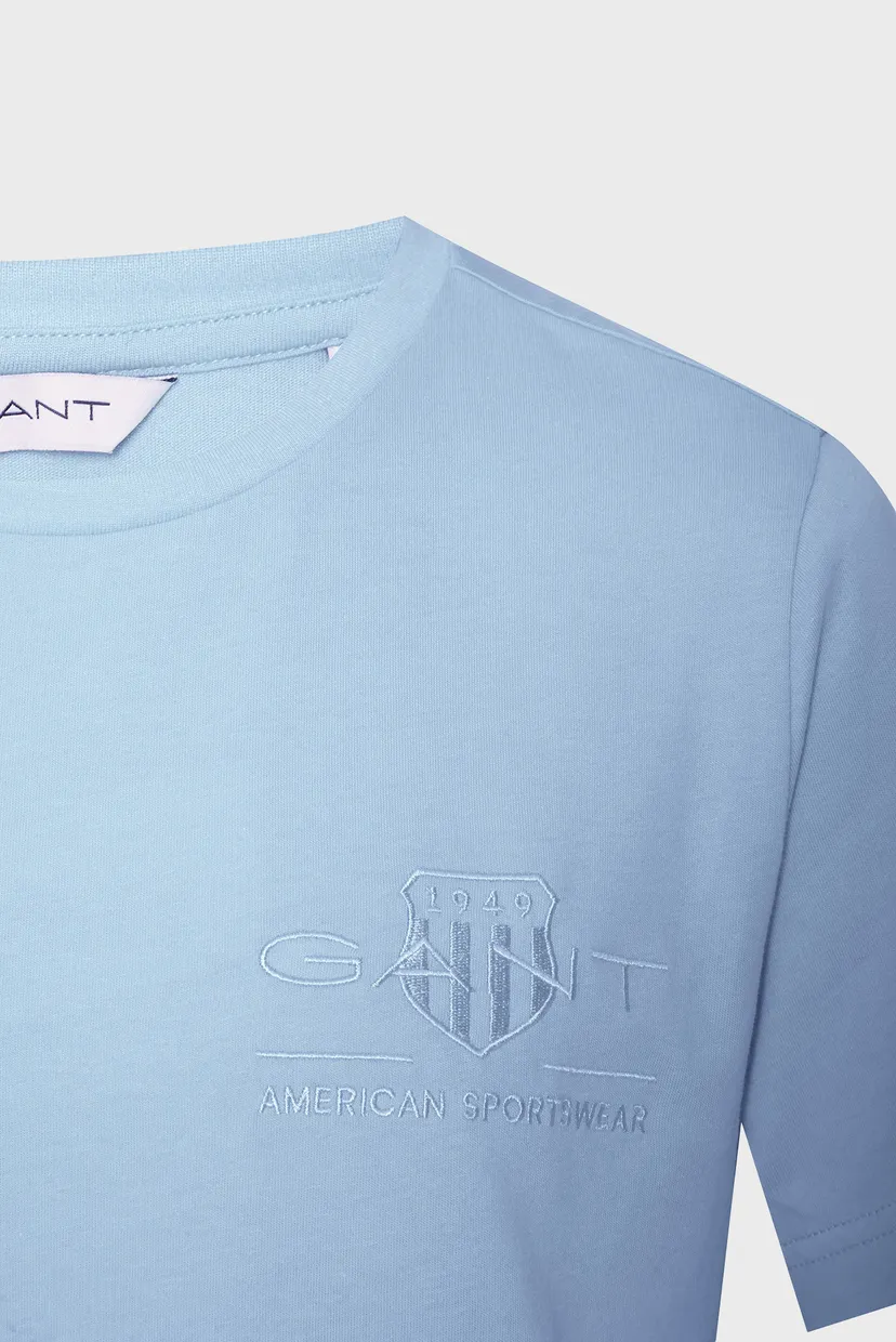 Женская голубая футболка REG TONAL SHIELD SS T-SHIRT 3