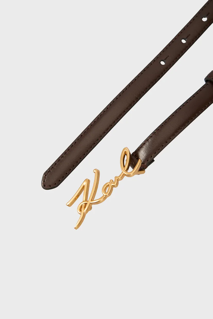 Женский темно-коричневый кожаный ремень K SIGNATURE SM BUCKLE BELT 3