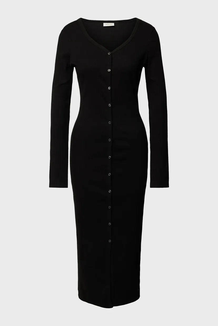 Женское черное платье WOVEN LABEL LS RIB DRESS 5