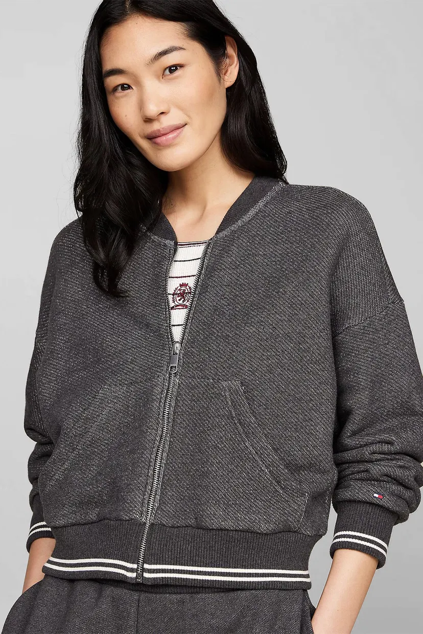 Жіноча темно-сіра спортивна кофта CROP VARSITY ZIPUP 4