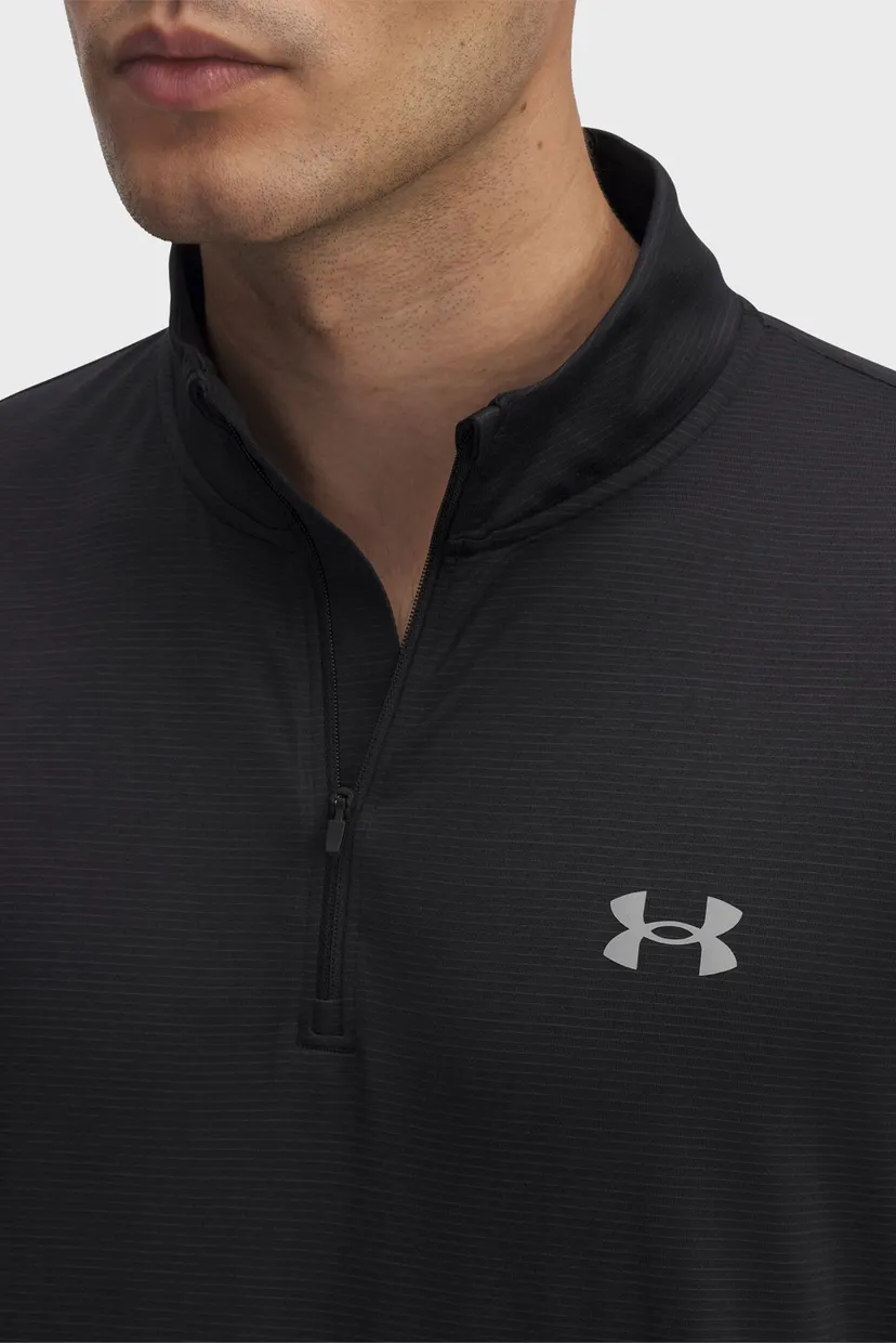 Чоловічий чорний лонгслів UA LAUNCH 1/4 ZIP-BLK 3